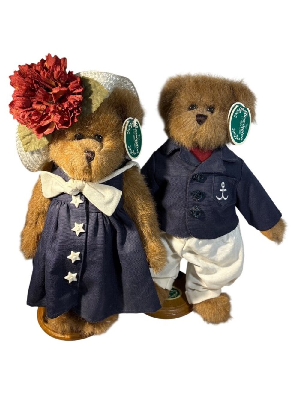 The Bearington Collection Captain & Tenille Nautical Teddy Bear Plush w/ Stands